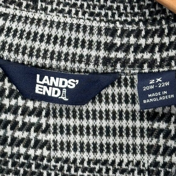 Lands' End Women's Plus Size 2X Black gray Plaid  Shirt ponte knit shacket - Picture 4 of 11